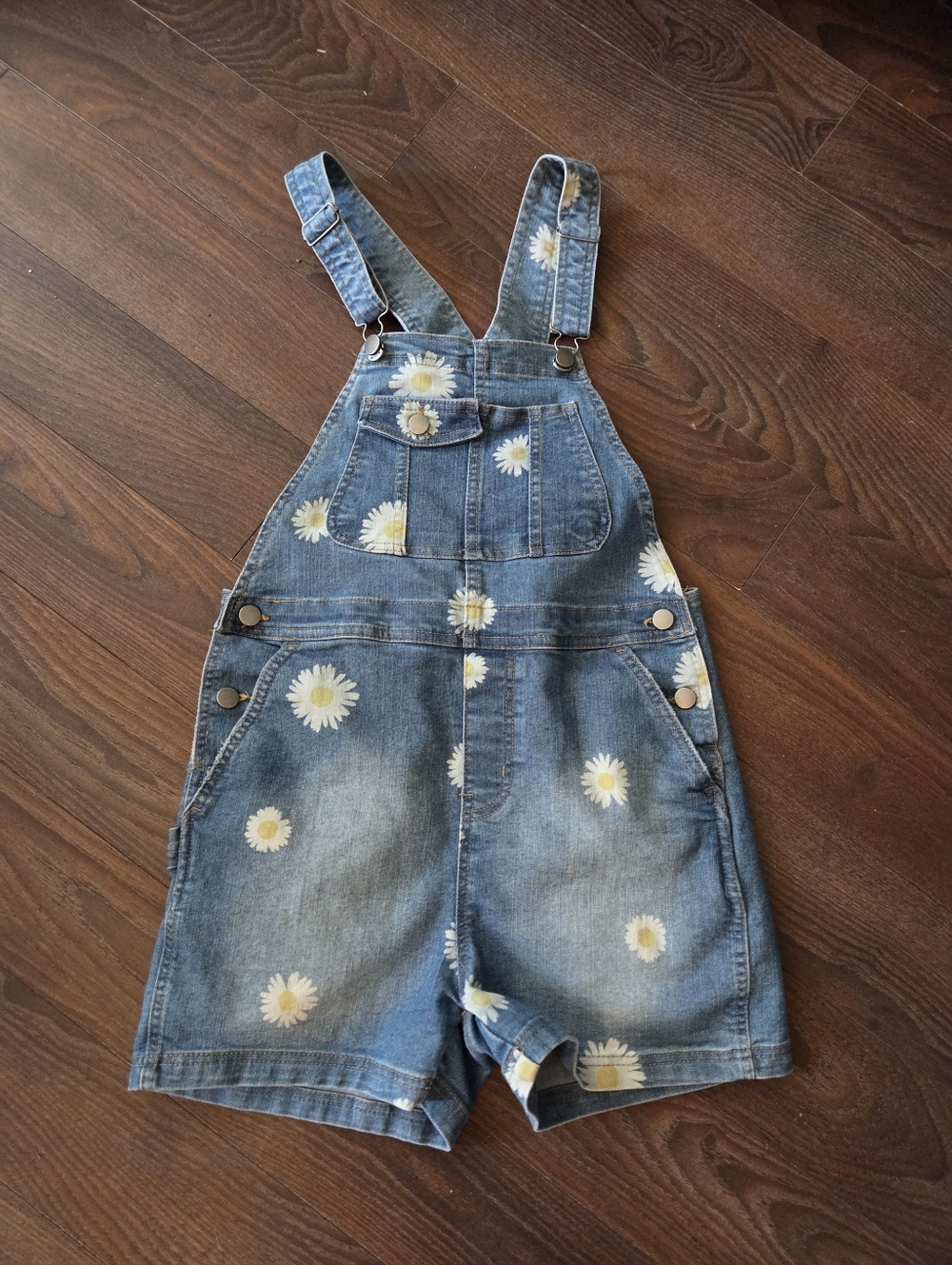 Denim Daisy Short Overalls, Size XS